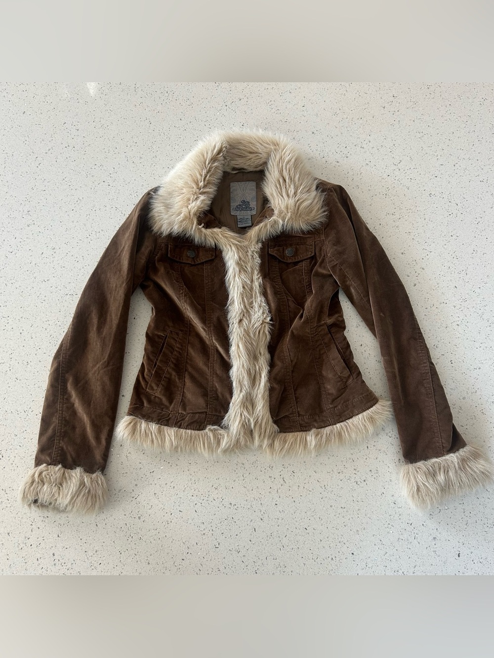 Vintage 2000s BB Dakota Faux Fur Trim Corduroy Velvet Penny Lane Jacket